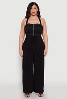 Womens Plus Size Wide Waist Palazzo Pants, Black, Size 1X