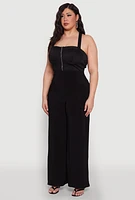 Womens Plus Size Wide Waist Palazzo Pants, Black, Size 1X