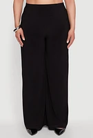 Womens Plus Wide Waist Palazzo Pants, Black,