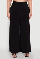 Womens Plus Size Wide Waist Palazzo Pants, Black, Size 1X