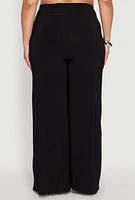 Womens Plus Wide Waist Palazzo Pants, Black,