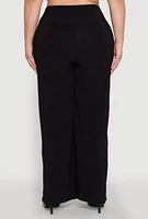 Womens Plus Size Wide Waist Palazzo Pants, Black, Size 1X
