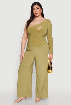 Womens Plus Wide Waist Palazzo Pants, 2X