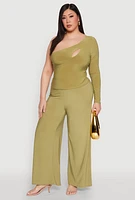 Womens Plus Wide Waist Palazzo Pants, 2X