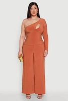 Womens Plus Size Wide Waist Palazzo Pants, Orange, Size 2X