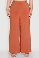 Womens Plus Size Wide Waist Palazzo Pants, Orange, Size 2X