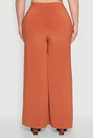 Womens Plus Size Wide Waist Palazzo Pants, Orange, Size 2X