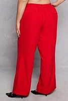 Womens Plus Size Wide Leg Trousers, Red, Size 1X