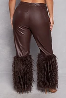 Womens Plus Size Spoon Jeans Faux Fur Cuff Pants, Brown, Size 2X