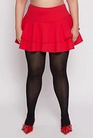 Womens Plus Size High Waist Tiered Skort, Red, Size 3X