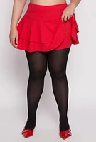 Womens Plus Size High Waist Tiered Skort, Red, Size 3X