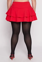 Womens Plus High Waist Tiered Skort, Red,