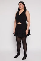 Womens Plus Crepe Knit Cropped Blazer Vest,