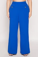 Womens Plus Crepe Knit Wide Leg Dress Pants, 2X