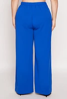 Womens Plus Crepe Knit Wide Leg Dress Pants, 2X