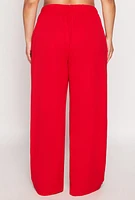 Womens Plus Size Crepe Knit Wide Leg Dress Pants, Red, Size 2X