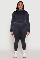 Womens Plus Size Seamless Acid Wash Mock Neck Track Jacket, Grey, Size 1X-2X
