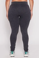 Womens Plus Size Seamless Acid Wash Leggings, Grey, Size 2X-3X