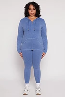 Womens Plus Size Seamless Acid Wash Leggings, Blue, Size 1X-2X