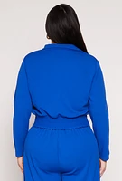 Womens Plus Size Button Front Smocked Blouse, Blue, Size 2X