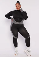 Womens Plus Seamless Two Tone Track Jacket,