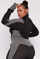 Womens Plus Seamless Two Tone Track Jacket,