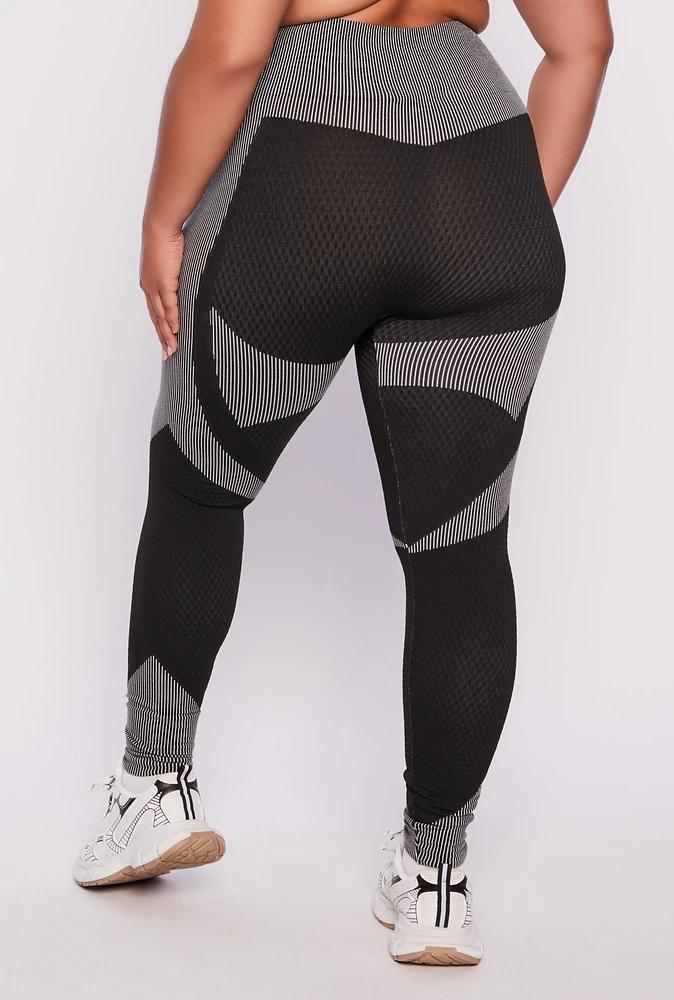 Womens Plus Seamless Two Tone Leggings, 2X-3X