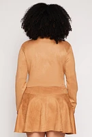 Womens Plus Size Faux Suede Lace Up Top, Beige, Size 3X