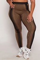Womens Plus Size Psychedelic Print High Waisted Leggings, Brown, Size 2X-3X