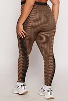 Womens Plus Size Psychedelic Print High Waisted Leggings, Brown, Size 2X-3X