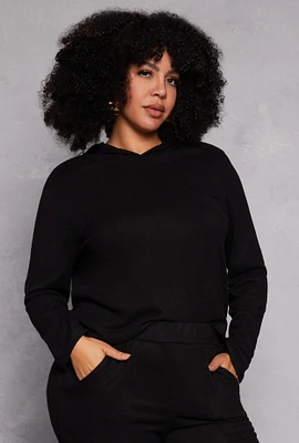 Womens Plus Size Pullover Hooded Sweatshirt, Black, Size 1X
