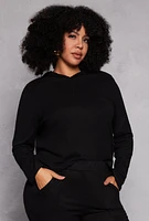 Womens Plus Size Pullover Hooded Sweatshirt, Black, Size 1X