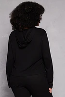 Womens Plus Size Pullover Hooded Sweatshirt, Black, Size 1X