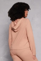 Womens Plus Size Pullover Hooded Sweatshirt, Beige, Size 1X