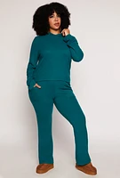 Womens Plus Size Pullover Hooded Sweatshirt, Green, Size 1X