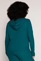 Womens Plus Size Pullover Hooded Sweatshirt, Green, Size 1X
