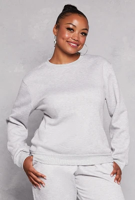 Womens Plus Size Crew Neck Pullover Sweatshirt, Grey, Size 3X