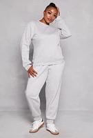 Womens Plus Size Crew Neck Pullover Sweatshirt, Grey, Size 3X