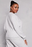 Womens Plus Size Crew Neck Pullover Sweatshirt, Grey, Size 3X