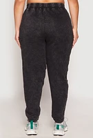 Womens Plus French Terry Acid Wash Ruched Joggers, 3X