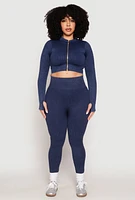 Womens Plus Size Daisy Compression Rib Acid Wash Leggings, Blue, Size 2X