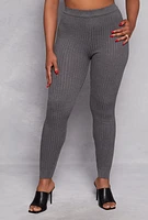 Womens Plus Daisy Ribbed Knit Leggings,
