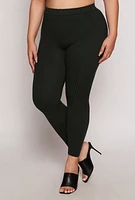 Womens Plus Daisy Ribbed Knit Leggings,