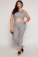 Womens Plus Size Daisy Ribbed Knit Tank Top, Grey, Size 1X