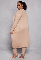 Womens Plus Daisy Ribbed Knit Duster,
