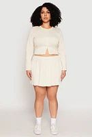 Womens Plus Size Daisy Cropped Cardigan, Beige, Size 1X