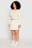 Womens Plus Size Daisy Cropped Cardigan, Beige, Size 1X