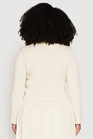 Womens Plus Size Daisy Cropped Cardigan, Beige, Size 1X
