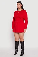 Womens Plus Size Daisy Cropped Cardigan, Red, Size 1X