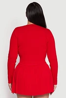Womens Plus Size Daisy Cropped Cardigan, Red, Size 1X